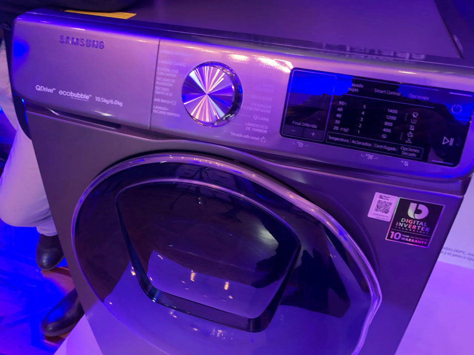 Samsung lavadora inteligente QDrive que permite manejarla el TransMedia